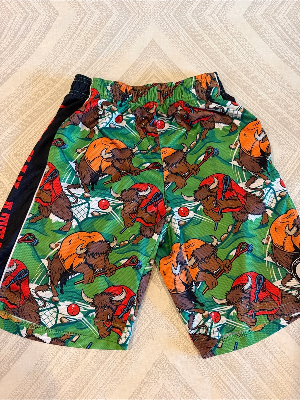 Flow Society Boys Medium Yak Attack Lacrosse Shorts Graphic Athletic Shorts